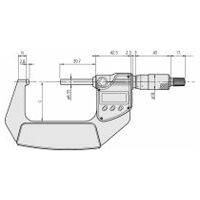 Digitalni zunanji mikrometer s sferičnimi merilnimi površinami, 75-100 mm, IP65, sferično nakovalo