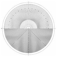 Piastra di misura standard per proiettore di misura, n.:11 Diagramma circolare/goniometrico metrico Ø 300 mm
