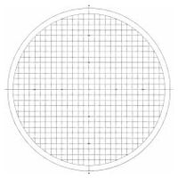 Normalizovaná šablona pro měřicí projektor, č.:15 Schéma mřížky, rozteč 10 mm ocel, metrický Ø 300 mm ocel
