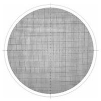 Normalizovaná šablona pro měřicí projektor, č.:17 Schéma mřížky, rozteč 1 mm ocel, metrický Ø 300 mm ocel