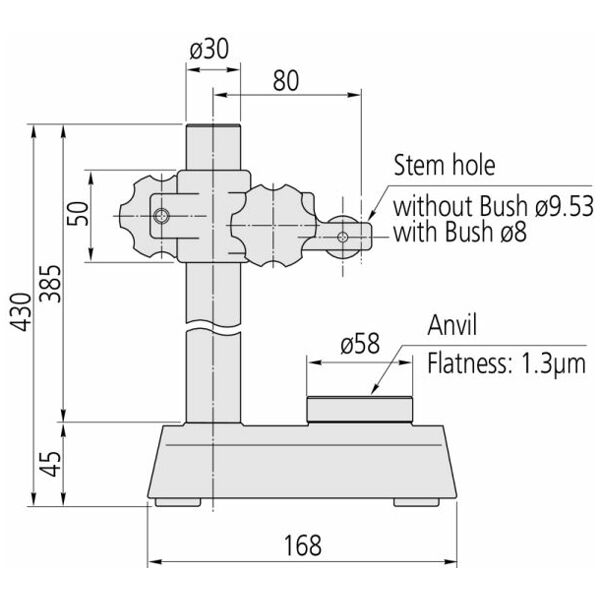 Support de mesure avec table en métal dur, pièce max.318 mm