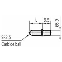Měřicí kolík, s karbidovým hrotem, č. 2, měřicí rozsah 40 mm, 55 mm (105 mm)
