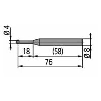 Kogel schuifmaat, coaxiaal, D=4 mm, L=76 mm