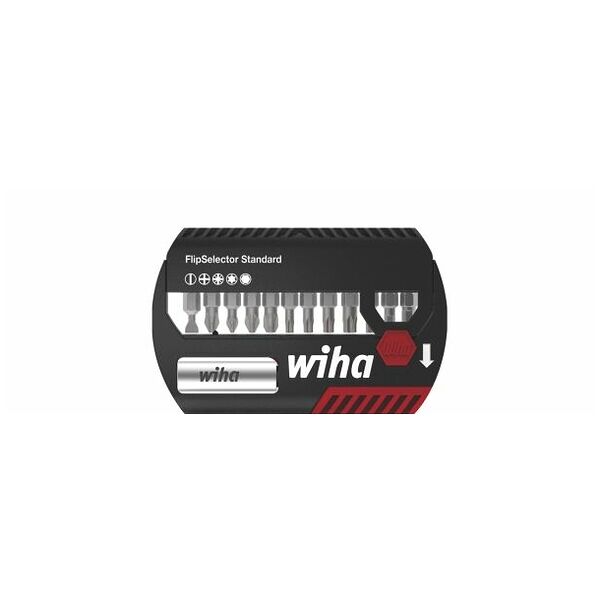 Wiha Bitset FlipSelector Standard 25 mm assorti 15-delig 1/4″ C6,3 met riemclip in blister (39083)
