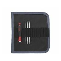 Screwdriver with interchangeable blade set SYSTEM 4 Slotted, Phillips, 5-pcs. incl. roll-up bag