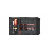 Juego de destornilladores dinamométricos TorqueVario®-S electric 0,8-5,0 Nm en surtido, de 19 unid., con limitación del par de apriete de ajuste variable, incl. bolsa plegable