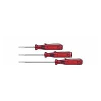 Pocket screwdrivers Slotted transparent-red, with push-on clip 3.0 mm x 40 mm