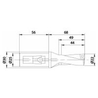 Burghiu cu plăcuțe amovibile KUB Quatron KUB-Q.2D.220.R.07-K25