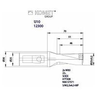 Burghiu cu plăcuțe amovibile KUB Quatron KUB-Q.2D.230.R.07-K25