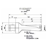 Vrták s vyměnitelnými destičkami KUB Quatron KUB-Q.3D.290.R.09-ABS50