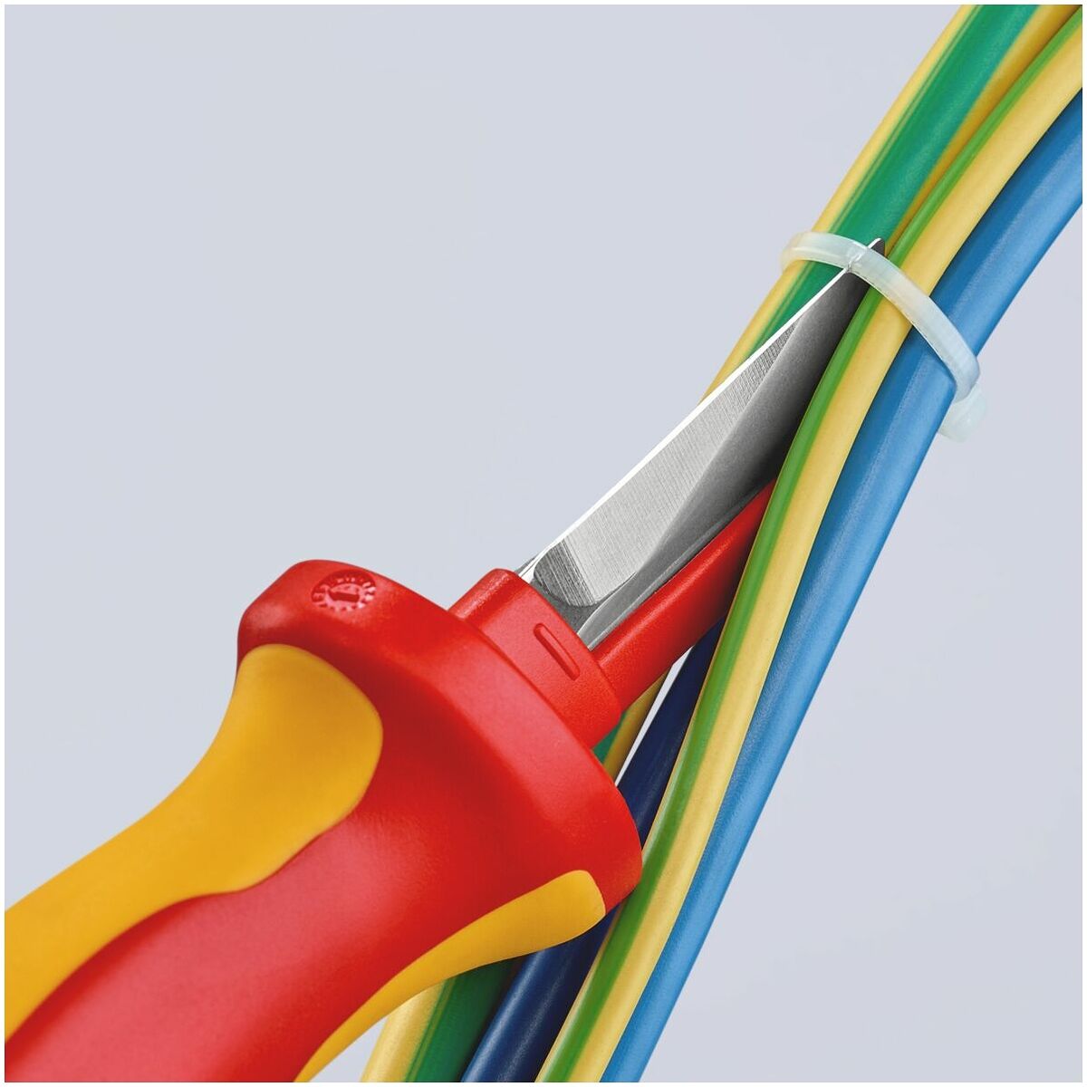 KNIPEX 98 54 SB Coltello per elettricisti impugnatura isolante, in materiale bicomponente, collaudato VDE 190 mm (confezione self-service/blister)