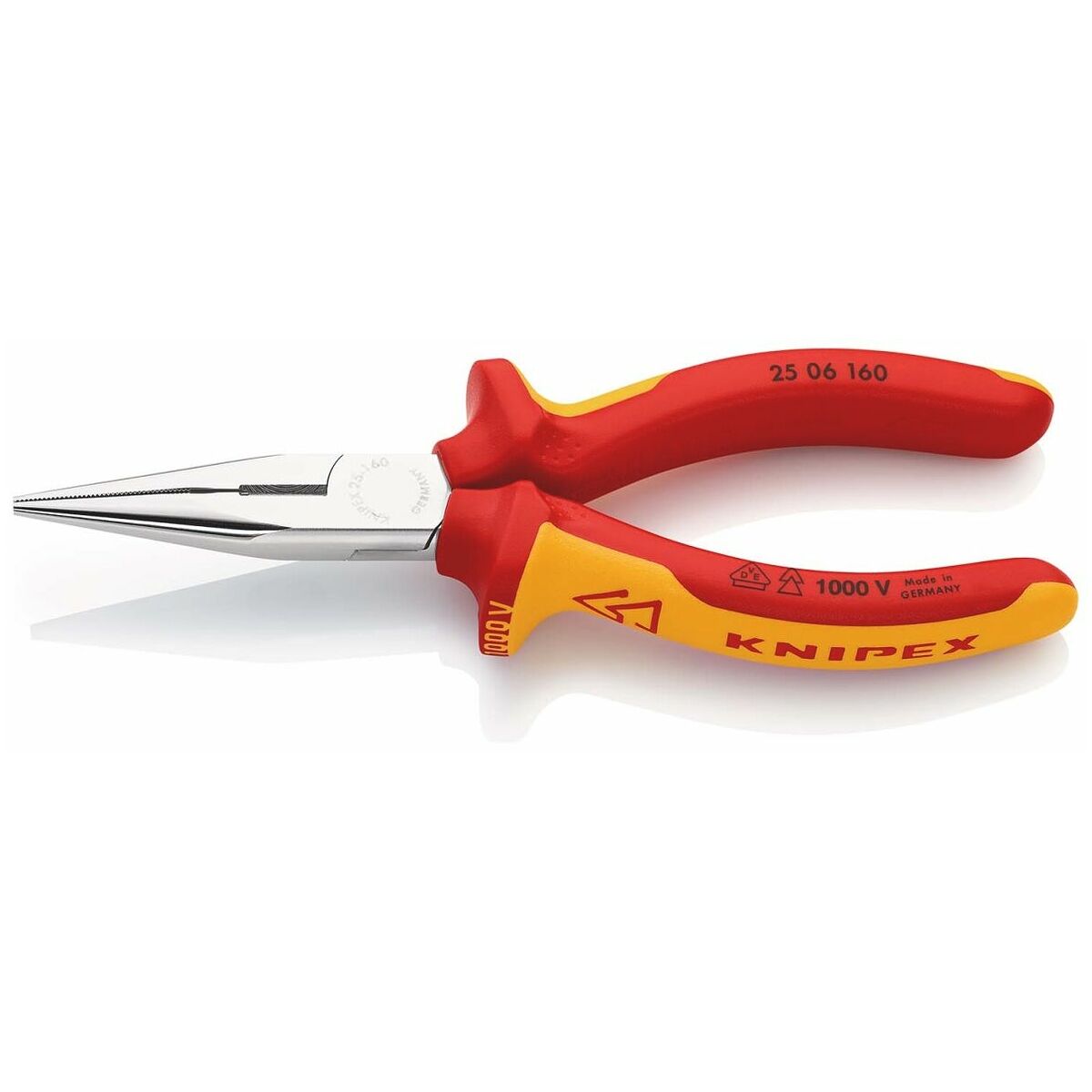 Snipe nose pliers, straight VDE insulated 160 mm