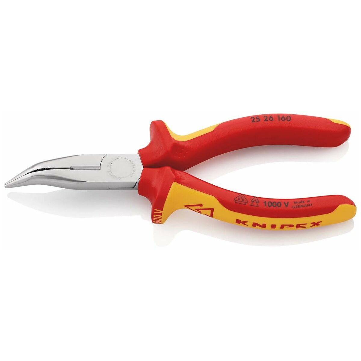Snipe nose pliers, angled VDE insulated 160 mm