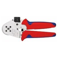 Four-Mandrel Crimping Pliers for turned contacts with multi-component grips chrome-plated 180 mm