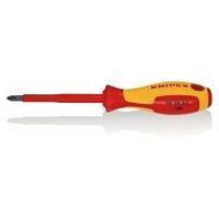 Screwdriver for cross recessed screws Phillips® insulating multi-component handle, VDE-tested burnished 212 mm