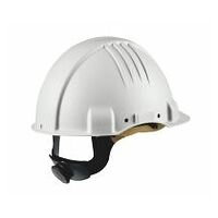 Casque de sécurité 3M™ G3501 blanc pour fortes températures, non ventilé, harnais à crémaillère et basane cuir