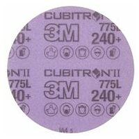 3M™ Cubitron™ II Hookit™ filmskive 775L, 125 mm, 240+, uperforeret