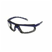 3M™ Solus™ 2000 sikkerhedsbriller, blå/grå bøjler, skumramme, Scotchgard™ antidug-belægning (K&N), klar linse, vinkeljusterbar, S2001SGAF-BGR-F-EU