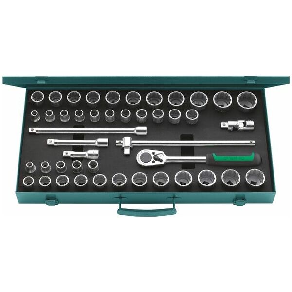 Socket set metric/imperial, 1/2 inch square drive 45 pieces