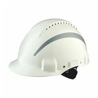 3M™ Hard Hat, Uvicator, Ratchet, Ventilated, Reflective, Plastic Sweatband, White, G3000NUV-R-VI