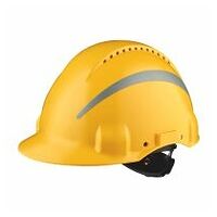 3M™ Hard Hat, Uvicator, Ratchet, Ventilated, Reflective, Plastic Sweatband, Yellow, G3000NUV-R-GU