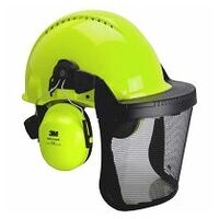 3M™ Forestry Helmet Combination, G3000 Hi-Viz Helmet, H31 Earmuffs, Mesh Visor, G3000NGB31V5J