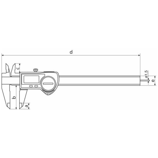 Digital caliper IP67 with round depth gauge, data output and ceramic measuring faces 150 mm