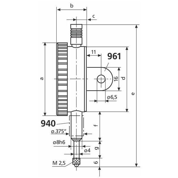 Precision dial indicator IP54, shock-resistant 10/58 mm