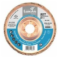 Disque abrasif éventail LUKAS SLTT HybridPerfection pour tous les matériaux, Ø 115 mm, grain 40 en céramique4x plat
