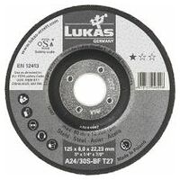 Disc de rectificat LUKAS T27 pentru oțel 125x4 mm centru adâncit / pentru polizor unghiular / A24/30S-BF