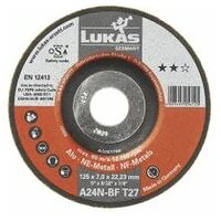 Discuri de rectificat LUKAS T27 pentru oțel inoxidabil 125x7 mm adâncit / pentru polizor unghiular / A24N-BF