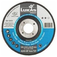 Discul de rectificat LUKAS T27 pentru oțel inoxidabil 115x6 mm centru adâncit / pentru polizor unghiular / A24X-BF