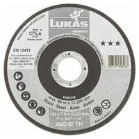 Disc de tăiere LUKAS T41 pentru oțel 125x1 mm drept / pentru polizor unghiular / A60Z-BF