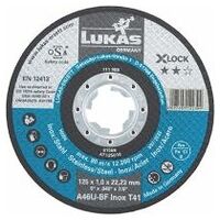 Disc de tăiere LUKAS T41 pentru oțel inoxidabil 125x1,0 mm drept / cu X-LOCK / A46U-BF