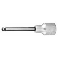 Screwdriver socket, hexagon, long, 1/2 inch with ball point