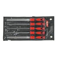 File set with 2-component handle, 5 pieces in a tool roll  Cut 1