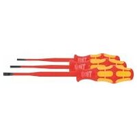 Electrician’s screwdriver set for slot-head, reduced blade ⌀ with Kraftform handle fully insulated 3