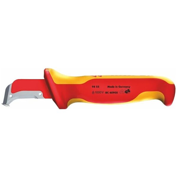 Cable stripping knife VDE insulated, with slide plate