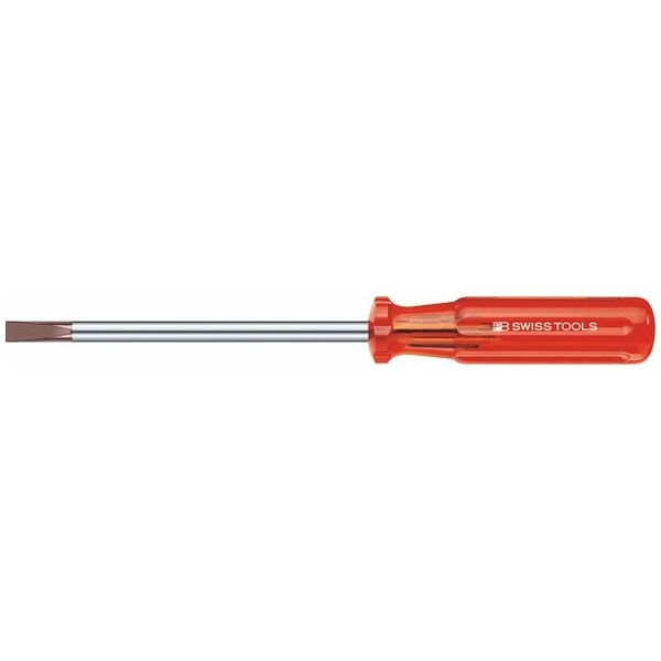 Terminal-blade screwdriver for slot-head, with plastic handle