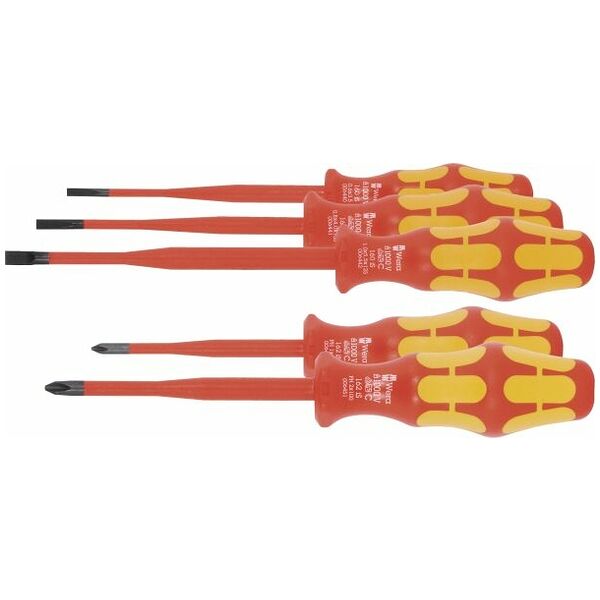 Electrician´s screwdriver set, 5 pieces, fully insulated, slot-head and Pozidriv 3/2