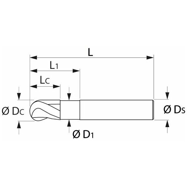 PKD-Vollradiusfräser mit Innenkühlung gerader Schnitt PKD