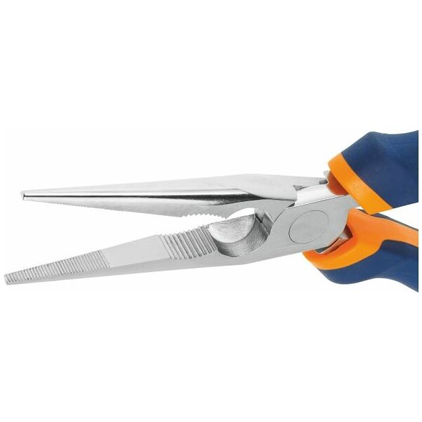 Snipe nose pliers, straight, chrome-plated, with grips