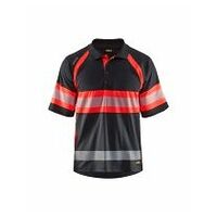 UV Polo Shirt High Vis Klasse 1 Schwarz/High Vis Rot 4XL