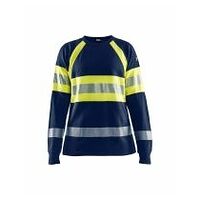 Damen Flammschutz Langarmshirt Marineblau/ High Vis Gelb M
