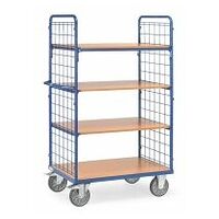 Shelved trolley with wire lattice
