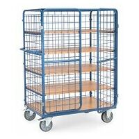 Shelved trolley with wing doors