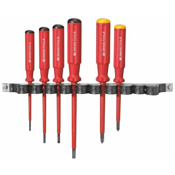 Electrician´s screwdriver set, 6 pieces, fully insulated, slot-head and Phillips 4/2