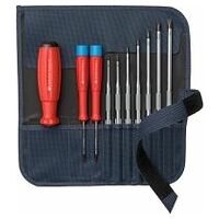 SwissGrip screwdriver set with interchangeable blades for Torx® screws T6 –T30, in a high-quality roll-up textile case
