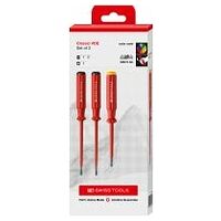 Classic VDE screwdriver set for slotted screws, in a high-quality cardboard box