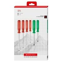 Classic screwdriver set for slotted and Pozidriv screws, in a high-quality cardboard box